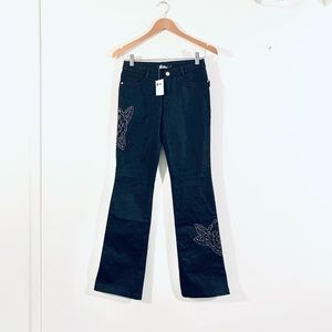 NEW Three + Three Black Beaded Detailed 90s Flared Jeans